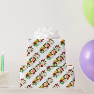 Papel De Presente Presente de Rosas Floridas Coloridas Modernas