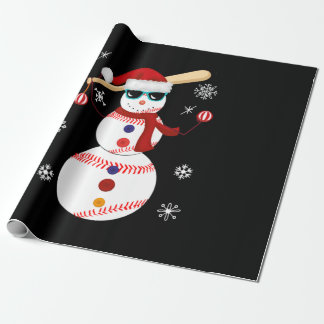 Papel De Presente Presente de Santa Hat Snowman de Baseball de Natal