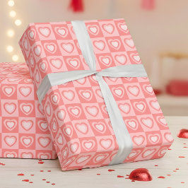 Papel De Presente Presente de São Valentim Corações Retro Rosa Peach