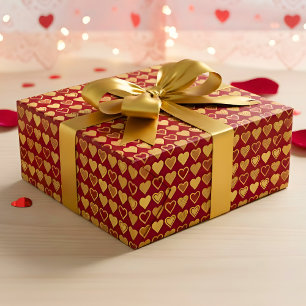 Papel De Presente Presente de São Valentim Luxo Corações Burgundy Pr