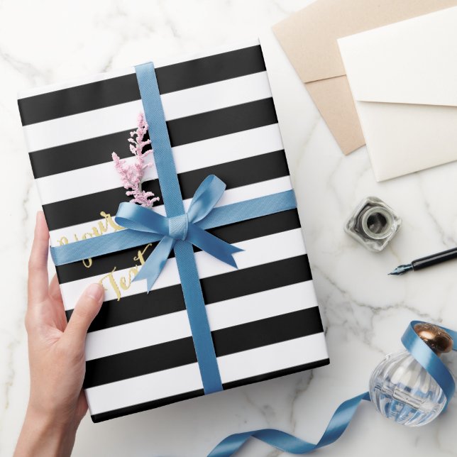 Papel De Presente Presente de Texto Dourado Elegante em Stripes Bran (Presentear)