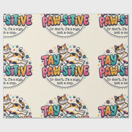 Papel De Presente Presente Divertido para Amantes de Gatos Fique Paw