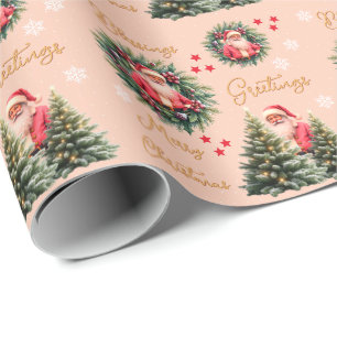 Papel De Presente Presente do Papai Noel Vintage Rosa