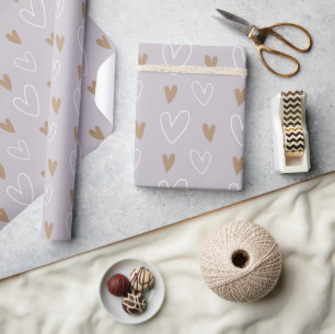 Papel De Presente Presente Dourado da Cinza Boho Pastel Hearts