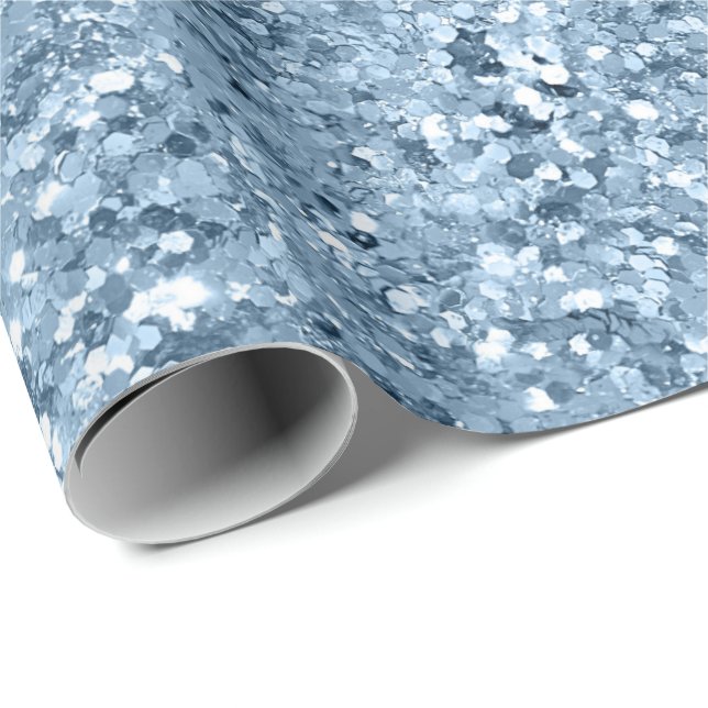 Papel De Presente Presente Elegante com Brilho Azul para Ela (Ponta do rolo)