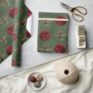 Papel De Presente Presente Elegante Floral de Abelhas bonito