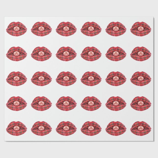 Papel De Presente Presente Escocês Tartan Lábios Amor Pop Art (Aberto)
