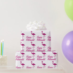 Papel De Presente Presente feliz de aposentadoria rosa flamingo Text
