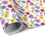 Papel De Presente Presente Floral de Aquarela Brilhante e Negrito<br><div class="desc">Envolva presentes neste belo papel brilhante brilhante e ousado de embrulho floral de bronzeamento! Perfeito para qualquer celebração ou ocasião.</div>