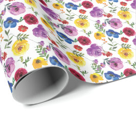 Papel De Presente Presente Floral de Aquarela Brilhante e Ousada