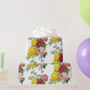 Papel De Presente Presente Floral de Rosas Vintage Elegantes
