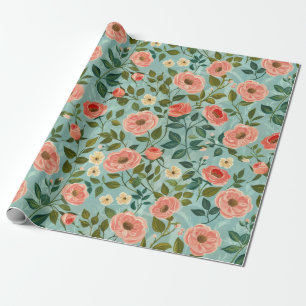 Papel De Presente Presente Floral Rosa Cottagecore