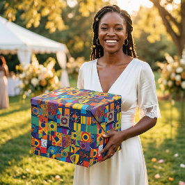 Papel De Presente Presente Geométrico Abstrato Africano Americano em
