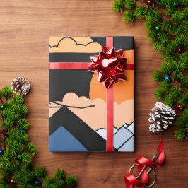 Papel De Presente Presente Geométrico do Sunset da Montanha abstrato