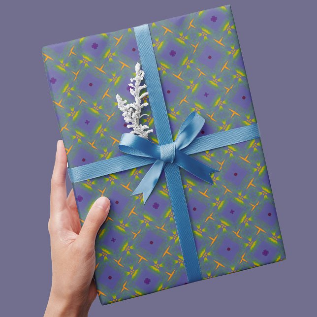 Papel De Presente Presente Moderno Roxo e Verde Fofo para a Mamãe (Criador carregado)