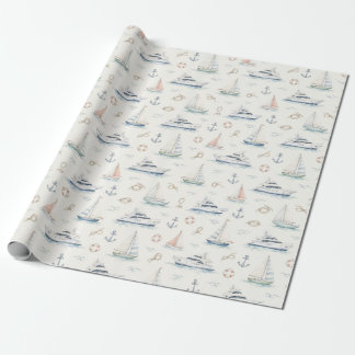 Papel De Presente Presente Náutico Aquarela Âncora de Barco Clássico