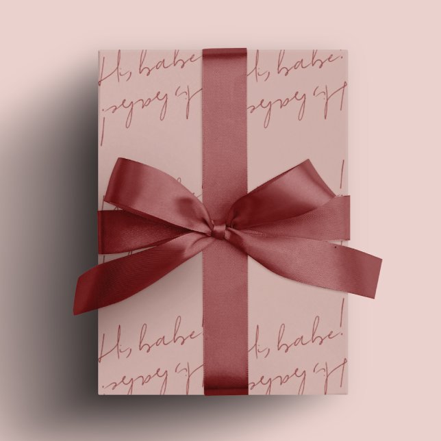 Papel De Presente Presente no Dia da Festa Simples de Babe Galentine (Simple Pink Babe Galentine's Day Party Gift Wrapping Paper)