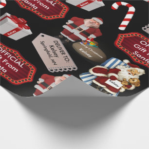 Papel De Presente Presente oficial do vintage w/Name do papai noel &