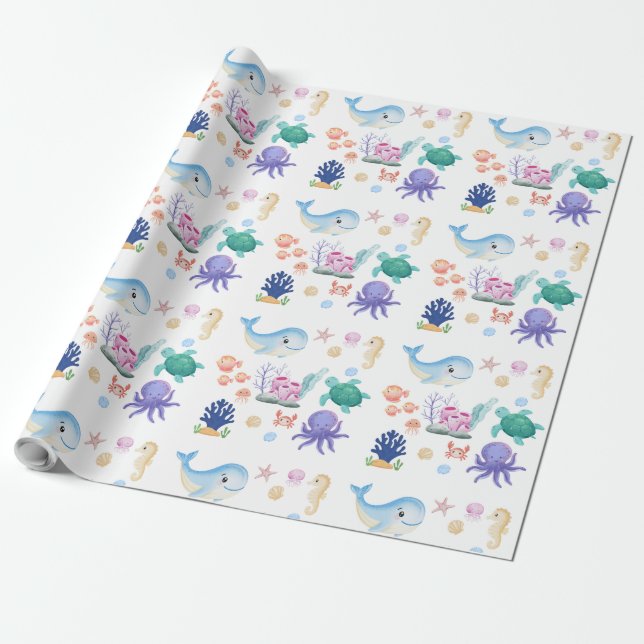 Papel De Presente Presente para chá de bebê sob o mar (Desenrolado)