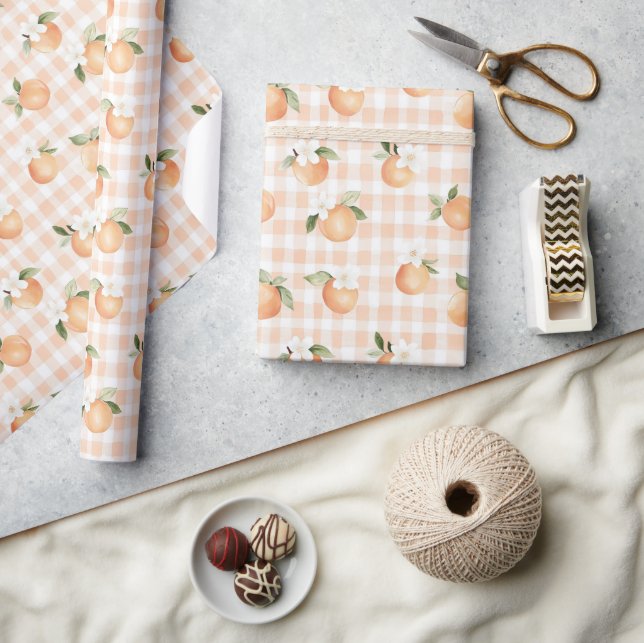 Papel De Presente Presente para Chá de Bebê Xadrez de Pêssego (Artesanato)
