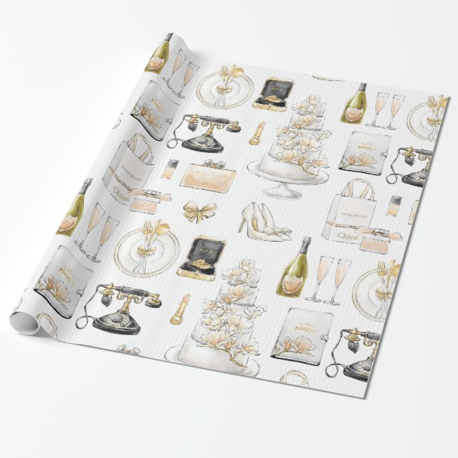 Papel De Presente Presente para Chá de Noiva Casamento Magnólia (Desenrolado)