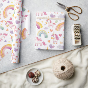 Papel De Presente Presente para o bebê dos Unicórnios e do Rainbows