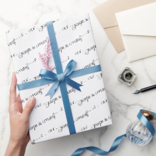 Papel De Presente Presente Personalizado com Nomes do Casal para Cas