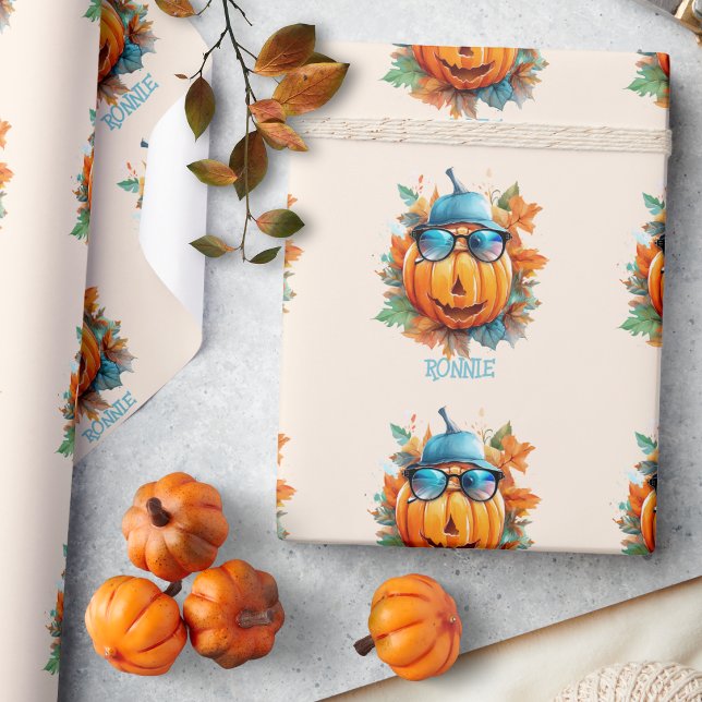 Papel De Presente Presente Personalizado de Abóbora de Outono de Hal (Criador carregado)