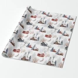 Papel De Presente Presente Rustic Snow Christmas Winter Forest Cabin