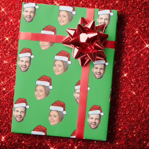 Papel De Presente Presente Verde de Natal do Santa Hat Personalizado