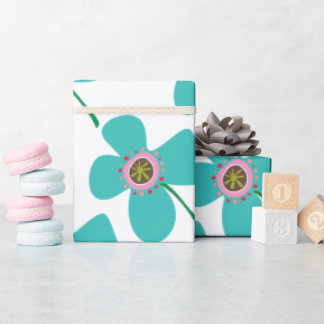 Papel De Presente Presente Whimsical com Pop de Cinza Azul Chic