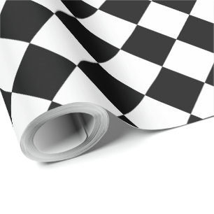 Papel De Presente Presente Xadrez Preto