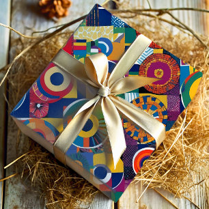 Papel De Presente Presentes Afro-Americanos de Patches Geométricas V