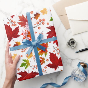 Papel De Presente Presentes de Ação de Graças das Folhas e Berries d