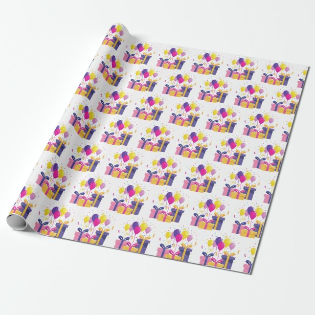 Papel De Presente Presentes de Aniversário (Desenrolado)