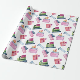 Papel De Presente Presentes de aquarela de Natal