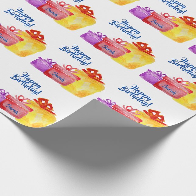 Papel De Presente Presentes de aquarela, Parabéns, presentes (Ponta)