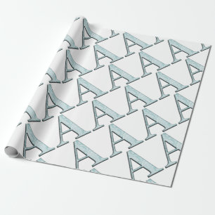 Papel De Presente Presentes de Impressão Floral Azul A monograma