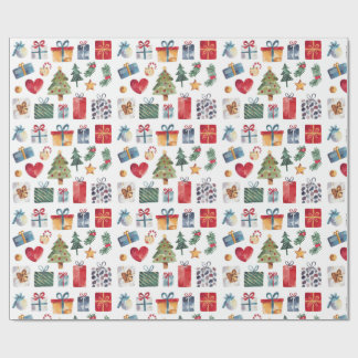 Papel De Presente Presentes de Natal com Aquarela