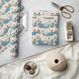 Papel De Presente Presentes de Natal da Baleia Azul de Catoosa