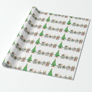 Papel De Presente Presentes de Natal dançantes de desenho animado fo