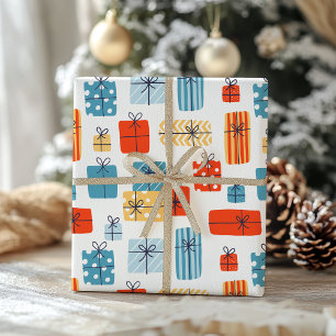 Papel De Presente Presentes de Natal Desenhados à Mão Modernos Festa