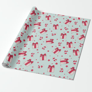 Papel De Presente Presentes de Natal Retro e Listras de Natal das Fe