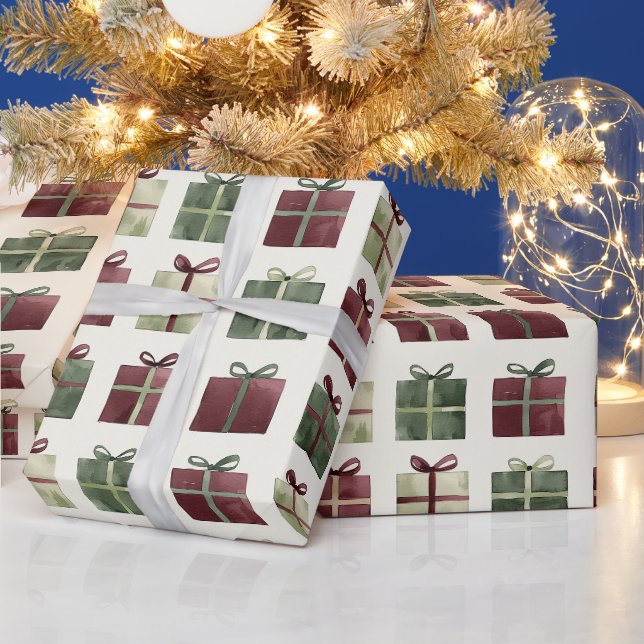 Papel De Presente Presentes de Natal Vermelho Verde (Feriados)