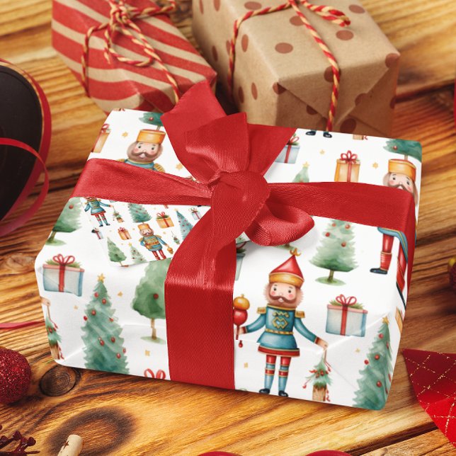 Papel De Presente Presentes de Noz-Cracker e Greenerescência de Nata (Criador carregado)