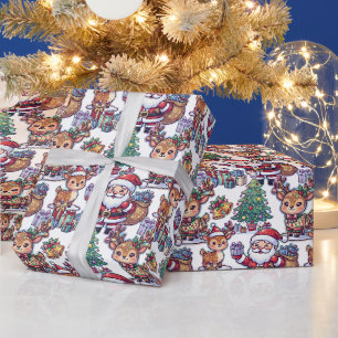 Papel De Presente Presentes de Papai Noel Rena Festivo Natal
