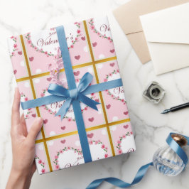 Papel De Presente Presentes do Dia dos Namorados com Corações Florai