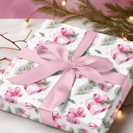 Papel De Presente Presentes e Arcos cor-de-rosa Natal e Aniversário 