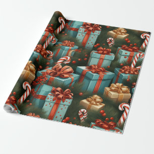 Papel De Presente Presentes e canas doces