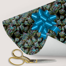 Papel De Presente Presentes e Casas de Natal com Luz Negra